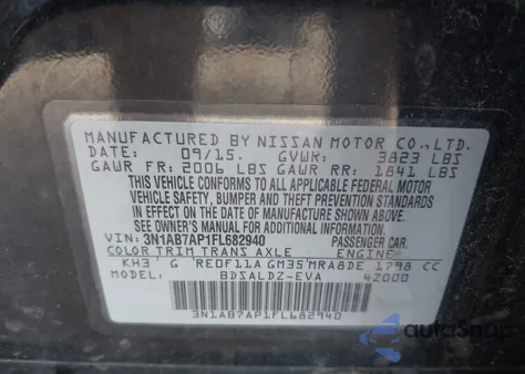 2015 Nissan Sentra Sv z USA, uszkodzony, nr VIN 3N1AB7AP1FL682940